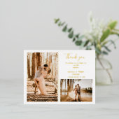 かわいい写真のコラージュ結婚のサンキューカード 箔シーズンポストカード (立ち正面)