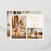 かわいい写真のコラージュ結婚のサンキューカード 箔シーズンポストカード (正面/裏面)