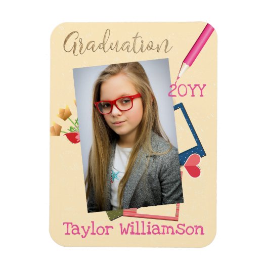 かわいい写真の中学校の卒業式 マグネット (縦)