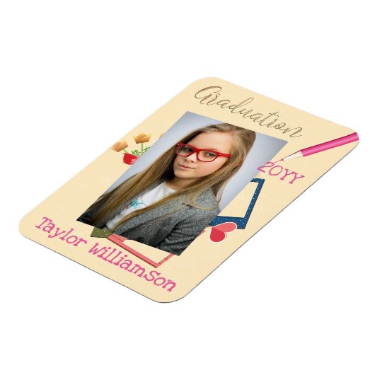 かわいい写真の中学校の卒業式 マグネット (左側)