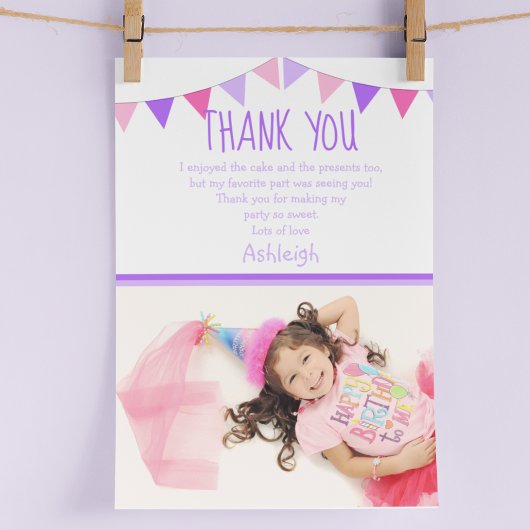 かわいい写真の子供用フラットサンキューカード サンキューカード