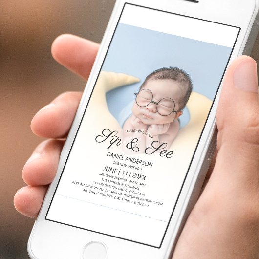 かわいい写真のSipと表示パーティー 招待状