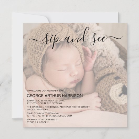 かわいい写真のSipとSeeパーティの招待状 招待状 (正面)