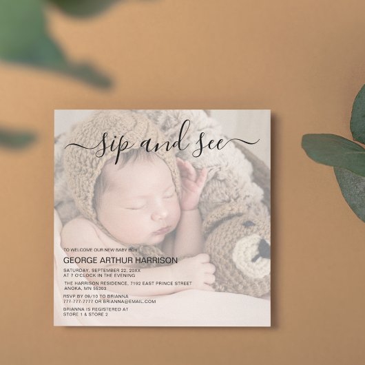 かわいい写真のSipとSeeパーティの招待状 招待状