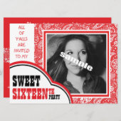 かわいい写真のSweet sixteenガールの誕生日パーティー 招待状 (正面/裏面)