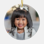 かわいい写真カスタムトナカイ冬ワンダーランド セラミックオーナメント (正面)