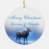 かわいい写真カスタムトナカイ冬ワンダーランド セラミックオーナメント (裏面)