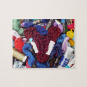 かわいい写真カラフルの刺しゅうラブハート ジグソーパズル (横)