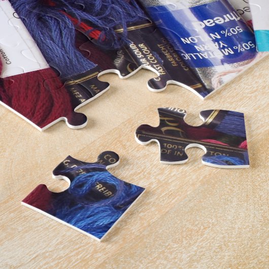 かわいい写真カラフルの刺しゅうラブハート ジグソーパズル (側面)