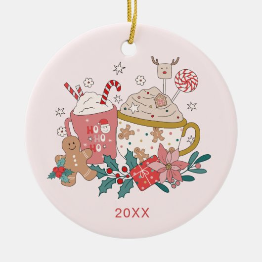 かわいい写真クリスマスの飾り セラミックオーナメント (正面)