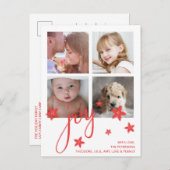 かわいい写真コラージュ赤い喜びクリスマス シーズンポストカード (正面/裏面)