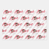 かわいい写真タイポグラフィラブレカラフルッお洒落ド ラッピングペーパーシート (正面)