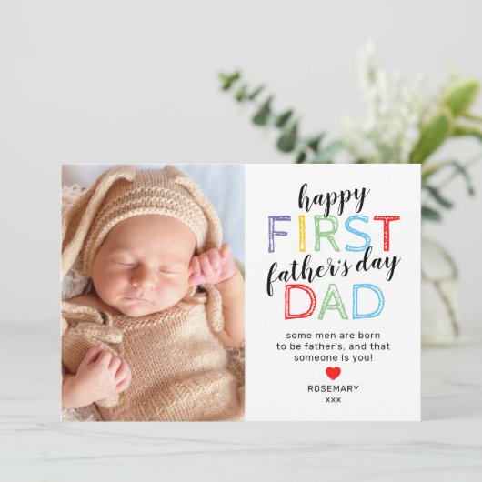 かわいい写真ハッピーファースト・ファースト・父親の日 カード (スタンド正面)