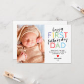 かわいい写真ハッピーファースト・ファースト・父親の日 カード (正面/裏面インサイチュ)