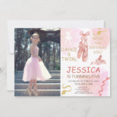 かわいい写真バレリーナシューズfor Girl招待状 招待状 (正面)