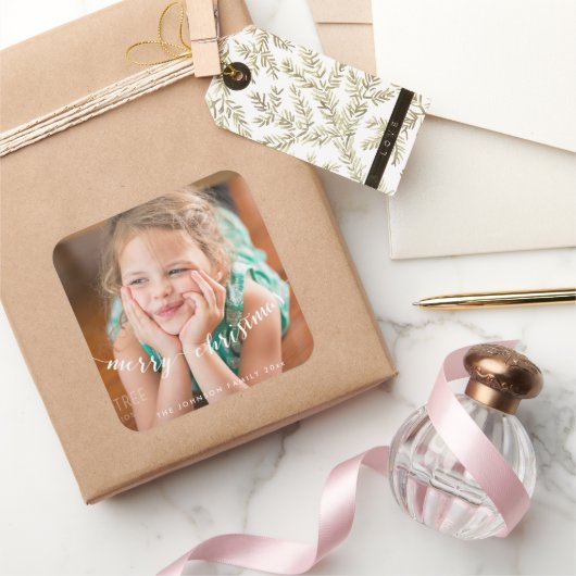 かわいい写真メリークリスマススススススススクエア スクエアシール (ギフト)