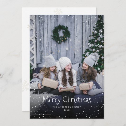 かわいい写真メリークリスマスホリデーカード シーズンカード (正面/裏面)