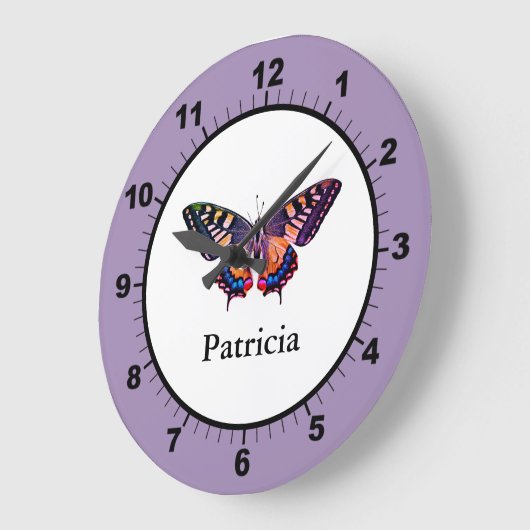かわいい写真モダンのバタフライが名前を付ける ラージ壁時計 (傾斜)