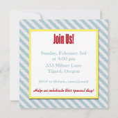 かわいい写真ヴィンテージ一年目誕生日招待状 招待状 (裏面)