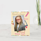 かわいい写真中学校卒業 サンキューカード (正面)