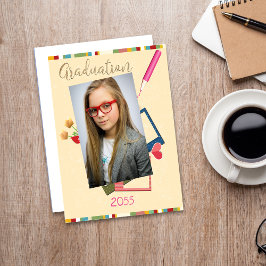 かわいい写真中学校卒業 サンキューカード