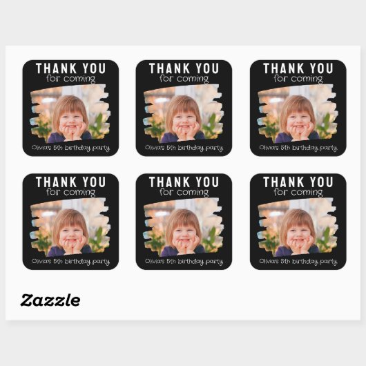かわいい写真子供の誕生日パーティーありがとうございました スクエアシール (シート)