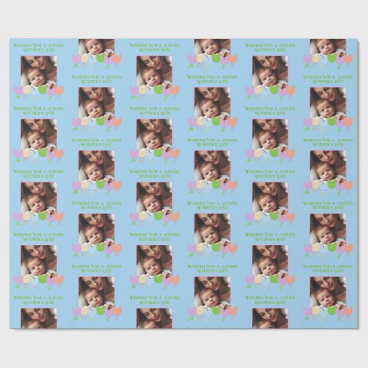 かわいい写真春チューリップ母の日の願い ラッピングペーパー (フラット)