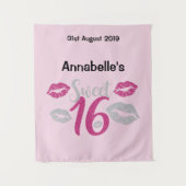かわいい写真用小道具の背景に甘い16歳の誕生日 タペストリー (正面)