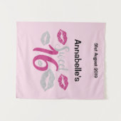 かわいい写真用小道具の背景に甘い16歳の誕生日 タペストリー (正面(横))