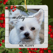 かわいい写真素朴白木初めてのクリスマスセラム セラミックオーナメント