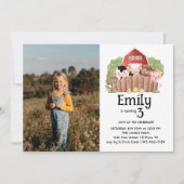 かわいい写真農場動物の誕生日招待状 招待状 (正面)