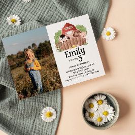 かわいい写真農場動物の誕生日招待状 招待状