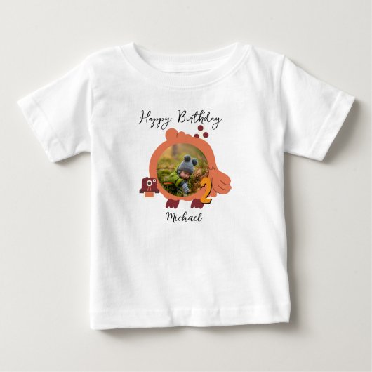 かわいい写真2枚の誕生日 ベビーTシャツ (正面)