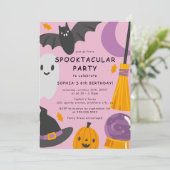 かわいい写真 ハロウィン お誕生日おめでとう キッズ 招待状 (スタンド正面)