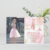 かわいい写真 バレリーナの靴 女の子の招待状 招待状 (スタンド正面)