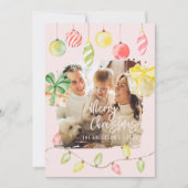 かわいい写真 ピンクのクリスマスホリデー シーズンカード (正面)