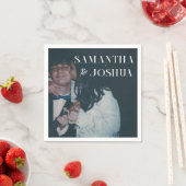 かわいい写真&モノグラム結婚のナプキン スタンダードカクテルナプキン (インサイチュ)