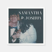 かわいい写真&モノグラム結婚のナプキン スタンダードカクテルナプキン (正面)