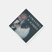 かわいい写真&モノグラム結婚のナプキン スタンダードカクテルナプキン (角)