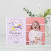 かわいい写真 ユニコーン 猫 子供の誕生日パーティー サンキューカード (スタンド正面)