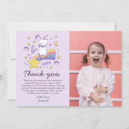 かわいい写真 ユニコーン 猫 子供の誕生日パーティー サンキューカード