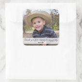 かわいい写真 子供の誕生日パーティー 感謝 スクエアシール (バッグ)