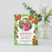 かわいい写真 赤 青 ベリー スイート 1歳 誕生日 ポストカード (スタンド正面)