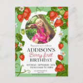 かわいい写真 赤 青 ベリー スイート 1歳 誕生日 ポストカード (正面)