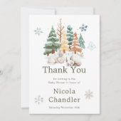 かわいい冬うさぎたち赤ちゃんシャワー サンキューカード (正面)