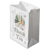 かわいい冬うさぎたち赤ちゃんシャワー ミディアムペーパーバッグ (正面アングル)