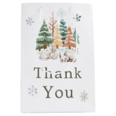 かわいい冬うさぎたち赤ちゃんシャワー ミディアムペーパーバッグ (正面)