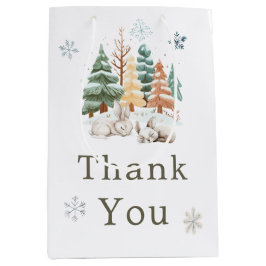 かわいい冬うさぎたち赤ちゃんシャワー ミディアムペーパーバッグ