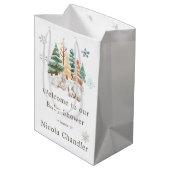 かわいい冬うさぎたち赤ちゃんシャワー ミディアムペーパーバッグ (裏面アングル)