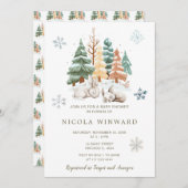 かわいい冬うさぎたち赤ちゃんシャワー 招待状 (正面/裏面)